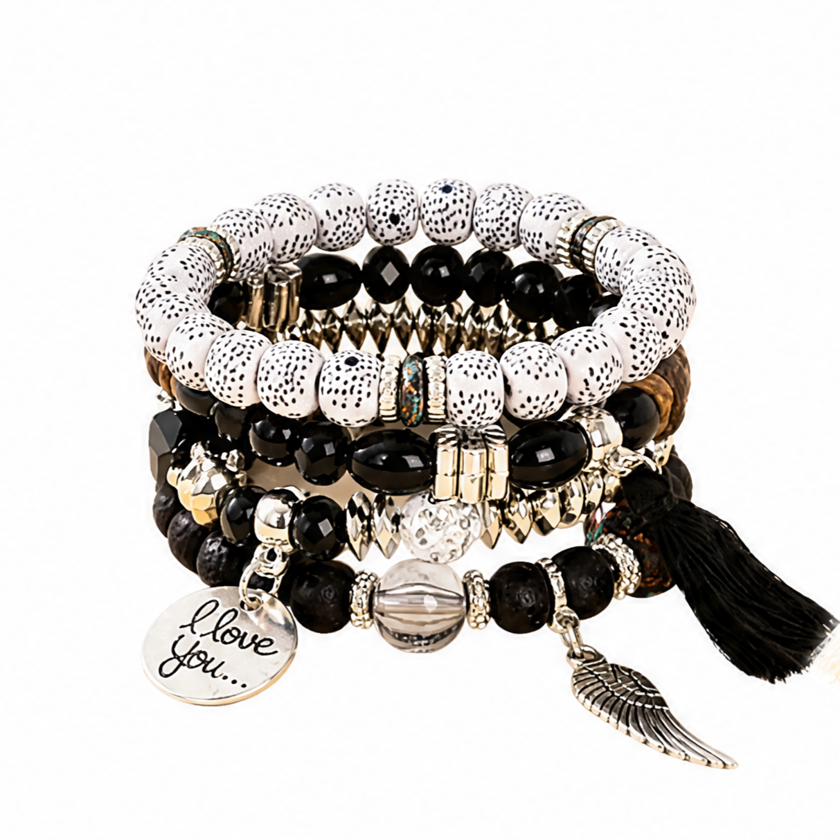 Bohemian Round Wing Tassel Layered Bracelet
