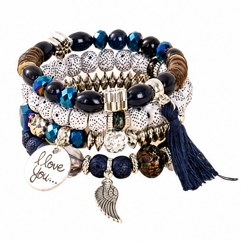 Bohemian Round Wing Tassel Layered Bracelet