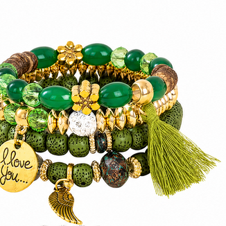 Bohemian Round Wing Tassel Layered Bracelet