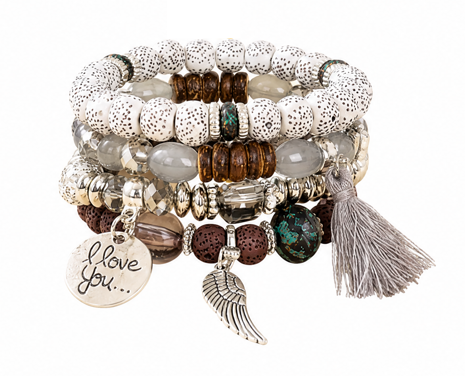 Bohemian Round Wing Tassel Layered Bracelet