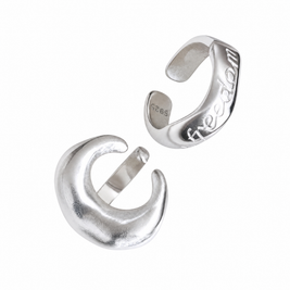 Sterling Silver Textured Crescent Moon Ring