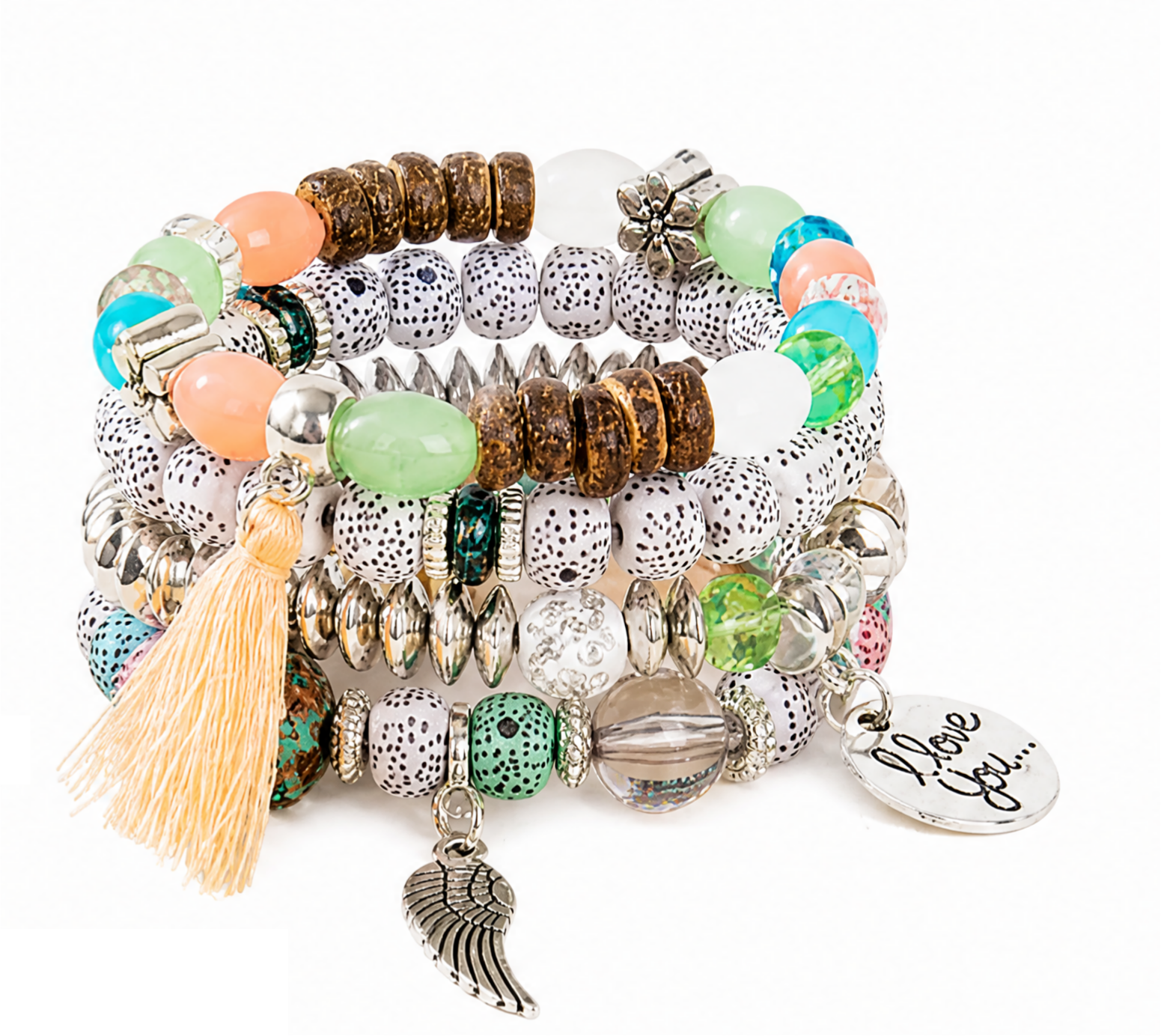Bohemian Round Wing Tassel Layered Bracelet