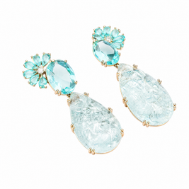 Ice Blue Diamond Cross Stud Earrings