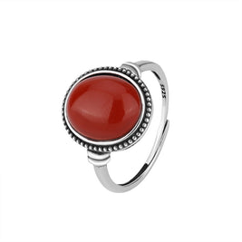 S925 Vintage Large Amethyst Red Agate Bangle