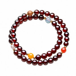 Red Garnet Double Circle Wealth Bracelet