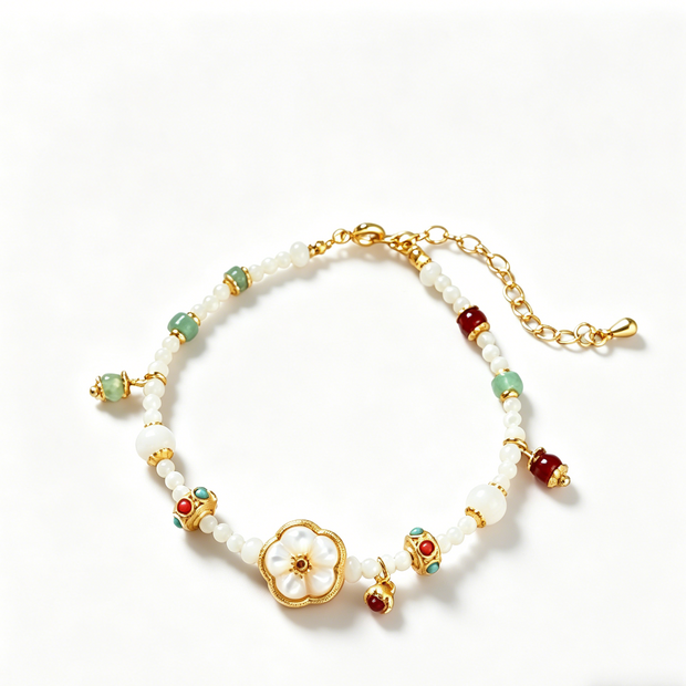 Seashell & Floral Beaded Necklace