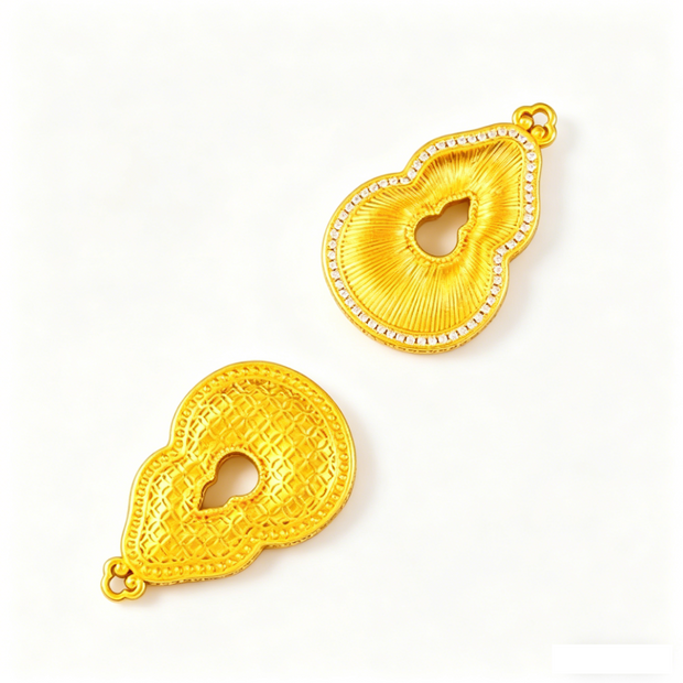 Gold Plated Gourd Pendant with Cubic Zirconia