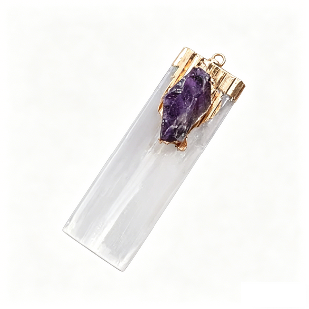 Selenite & Quartz Point Pendant
