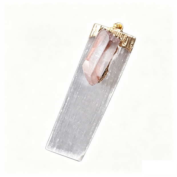 Selenite & Quartz Point Pendant