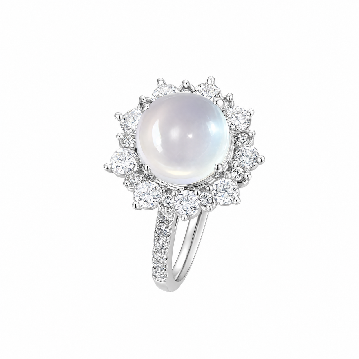 S925 Silver Water Mojave Jade Pigeon Egg Ring