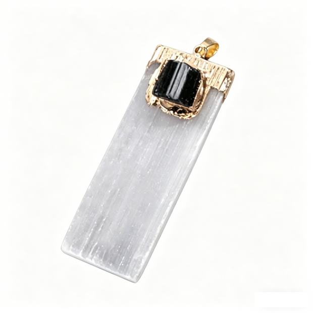 Selenite & Quartz Point Pendant